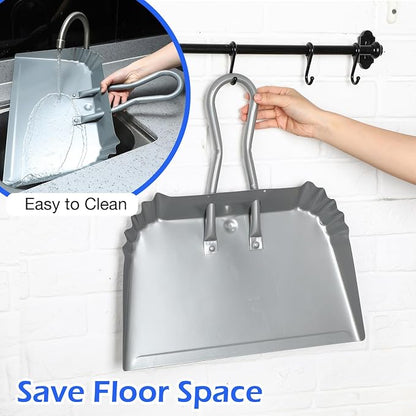 Mumufy 4 Pcs 16 Inch Heavy Duty Metal Dustpan Large Wide Dust Pans - Image 5