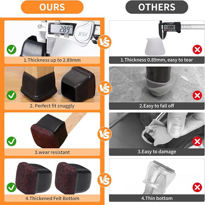 Ezprotekt 8 Pcs Extra Large Square Chair Leg Floor Protectors, Silicone Felt - Image 5