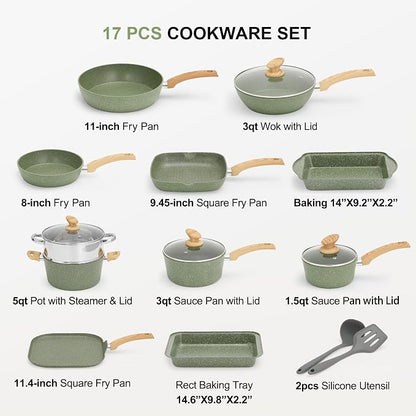 MAISON ARTS 17 Piece Pots and Pans Set Non Stick, Kitchen Cookware Sets - Image 6