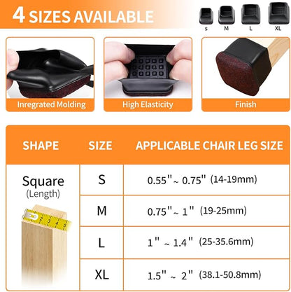 Ezprotekt 8 Pcs Extra Large Square Chair Leg Floor Protectors, Silicone Felt - Image 3