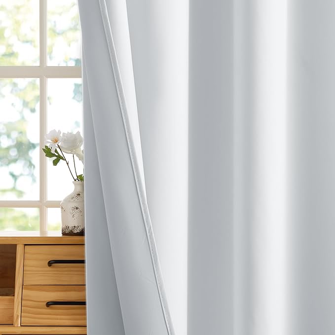 RYB HOME 100% Blackout White Short Curtains, Thermal Insulated Total Room - Image 5