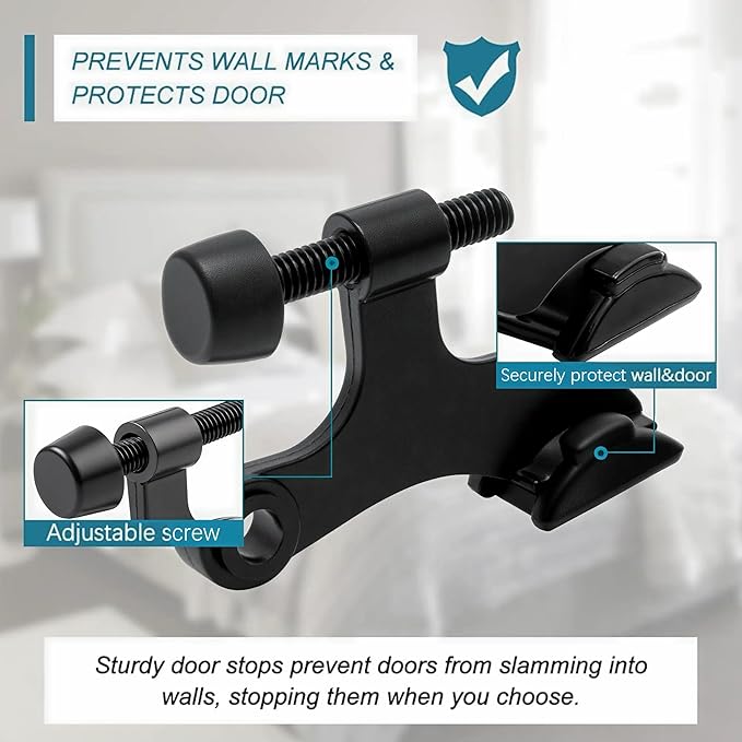 48Pack Hinge Pin Black Door Stopper, Adjustable Heavy Duty Hinge Pin Door Stop - Image 2