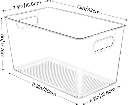 YIHONG Clear Plastic Storage Bins, 4 Pack Pantry Organizer Bins - Image 2