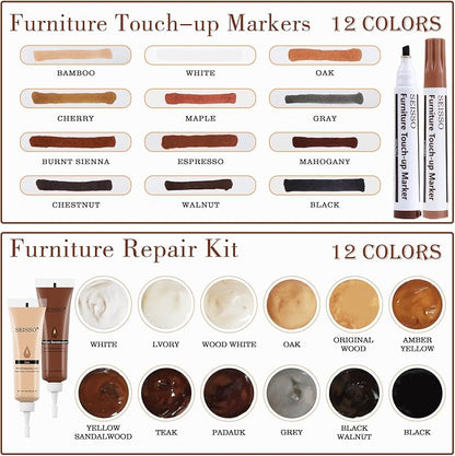 SEISSO Wood Furniture Repair Kit, Wood Filler and Touch Up Markers, - Image 2