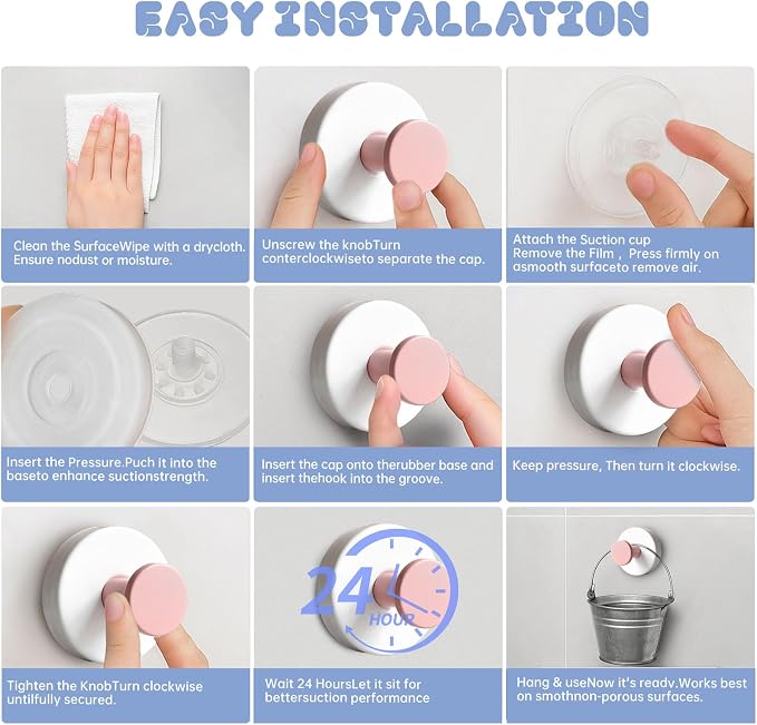 4 Pcs Suction Cup Hooks for Shower，304 Stainless Steel Removable Hooks，Towel - Image 7