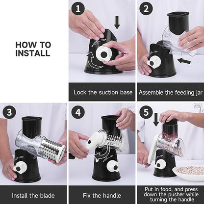 Rotary Cheese Grater with Handle, Kitchen Mandoline Vegetable Slicer with 3 - Image 6