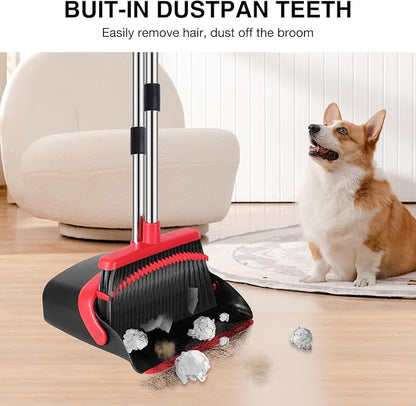 NACENA Broom and Dustpan Set, 52-in Long Adjustable Handle Broom Dustpan Combo - Image 4