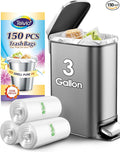 Teivio 3 Gallon 150 Counts Strong Trash Bags Garbage Bags, Bathroom Trash Can Bin Liners, Small Plastic Bags for Home Office Kitchen Kitchen, Clear
