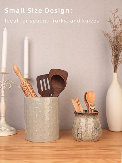 Ceramic Utensil Holder, Small Utensil Crock Ideal - Image 3