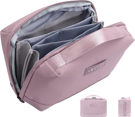 LENTION Electronics Organizer Bag Cable Tech Pouch for Electronic Accessories, Cable Organizer, Scratch-Resistant, Shock Proof, Padded Bag for AirPods, Charger Power Bank, Phone, Cord (M372, Pink)