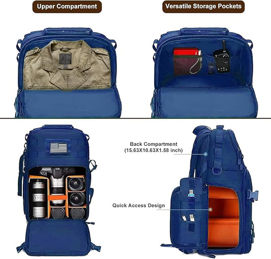 MOSISO Camera Backpack, DSLR/SLR/Mirrorless Tactical Camera Bag Case with Laptop Compartment Compatible with Canon/Nikon/Sony, Royal Blue