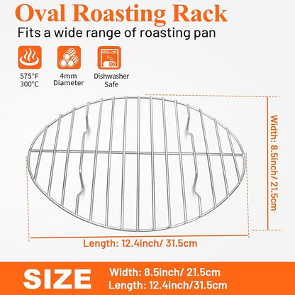12inch Oval Roasting Rack for Oven, Gifts for Mom Men Wife, Stainless Steel - Image 6