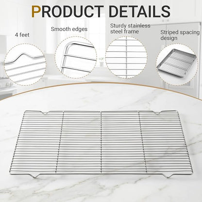 Lounsweer 2 Pack Cooling Racks, 24L x 16W x 1H Stainless Steel Wire Rack - Image 3