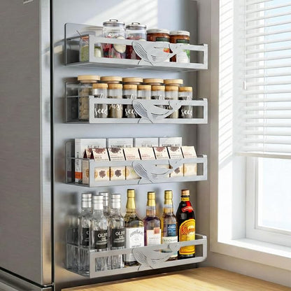 Magnetic Spice Rack for Refrigerator, 4 Pack Metal Magnetic Shelf Organizer for - Image 9