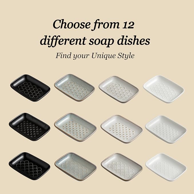 Gomakren Soap Dish for Shower, Ceramic Soap Dishes for Bar Soap Sponge - Image 5