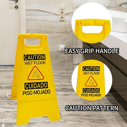 12 Pack A-Frame Caution Wet Floor Safety Signs，Foldable Double Sided Warning - Image 3