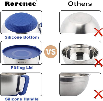 Rorence Mixing Bowls Set: Stainless Steel Non-Slip Bowls - Image 5