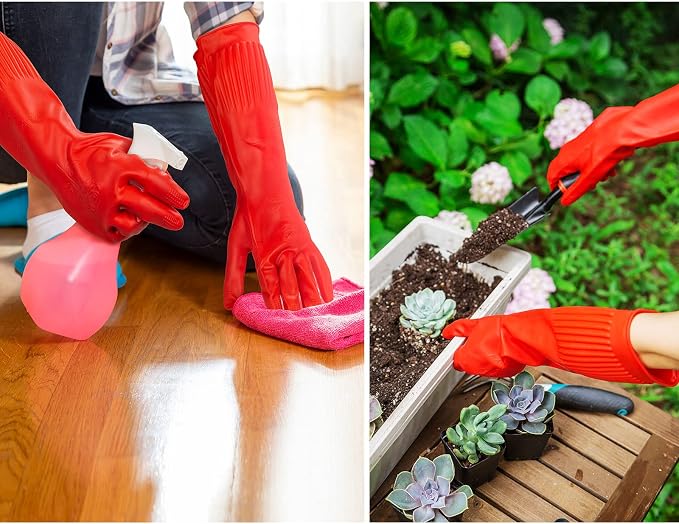 Vgo... 10-Pairs Reusable Household Gloves, Long Sleeve, Thick Latex - Image 6