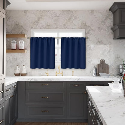 BGment Navy Blue Curtains 30 Inches Length - Image 2
