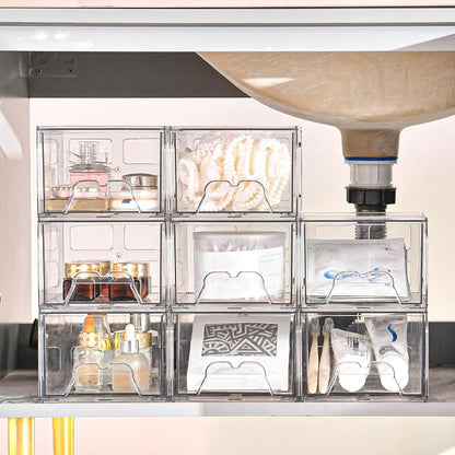 Plastic Drawers Storage, 4 Pack Clear Stackable Storage Drawers, Acrylic - Image 2