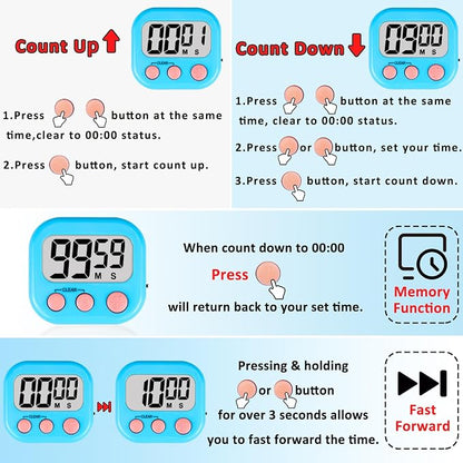 ZILLEN 6 Pack Kitchen Timers for Cooking Digital Classroom Timers for Kids - Image 9