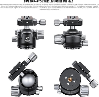 Leofoto Professional Camera Tripod, 63.9" Compact Carbon Fiber Tripod for DSLR Video Camcorder, 5 Leg Sections, 360° Ball Head, Max Load 20KG/44Lb (LS-365CX+LH-47)