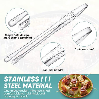 meekoo 6 Pcs 11 Inches Stainless Steel Korean BBQ Grill Tongs Japanese Barbecue - Image 3