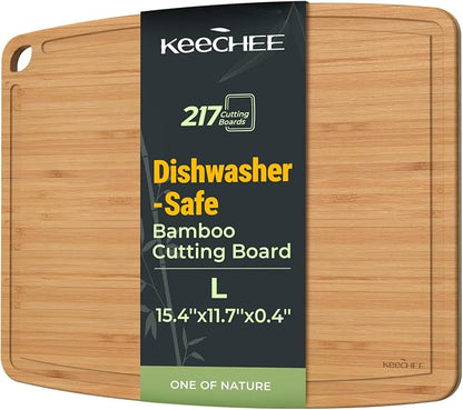Keechee Dishwasher Safe Bamboo Cutting Boards 15.4x11.7in Heat-Resistant by Keechee