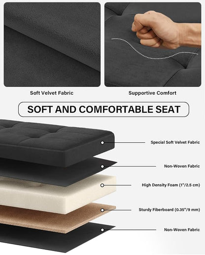 Folding Storage Ottoman, Velvet Storage Bench, Foot Stool, - Image 7