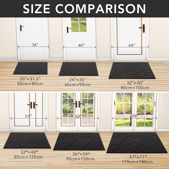 hicorfe Indoor Doormat, Front Back Door Mat Rubber Backing Non Slip Door Mats - Image 5