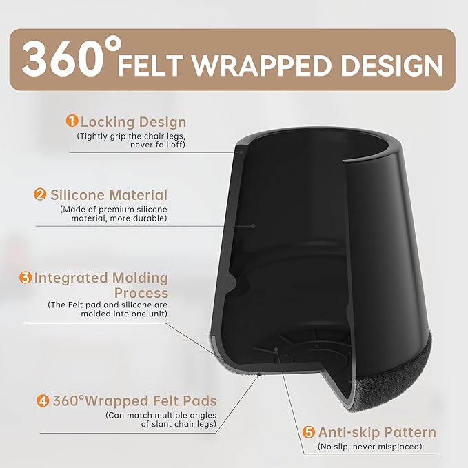 24PCS Upgraded Silicone Chair Leg Floor Protectors - Image 2