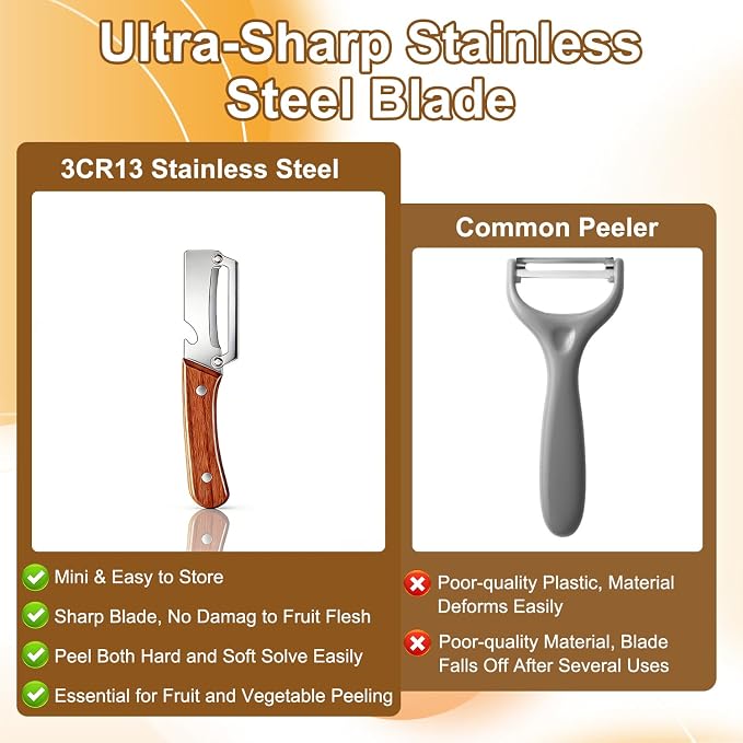 2Pcs Multi-Functional Vegetable Peeler, Zero Snag Wooden Peeler, Zero Snag - Image 6
