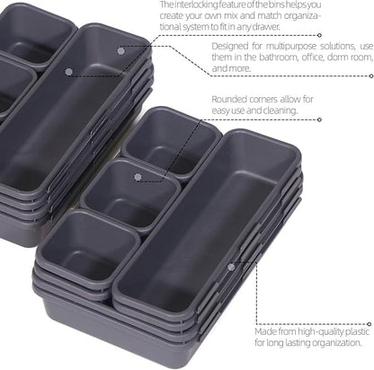 TENABORT 42 Pack Interlocking Desk Drawer Organizer Tray Dividers Plastic - Image 3