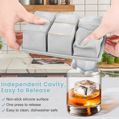 Large Silicone Ice Cube Tray 2Pack, SAWNZC Big Square Ice Cube Molds - Image 2
