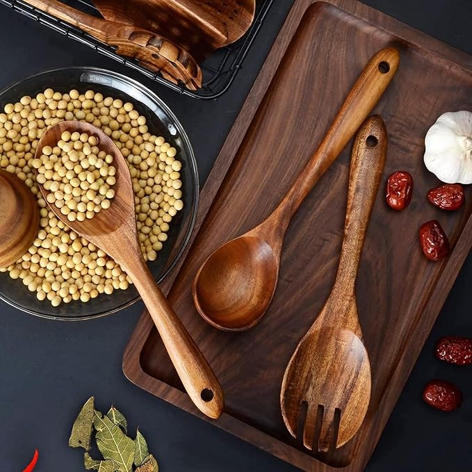 Wooden Spoons for Cooking, 12 Pack Wooden Utensils for Cooking Wooden Cooking - Image 7