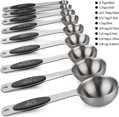 Magnetic Measuring Spoons Set of 9 Stainless Steel Stackable Measuring Spoons - Image 2
