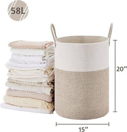 VIPOSCO Large Laundry Hamper, Tall Woven Rope Storage Basket - Image 5
