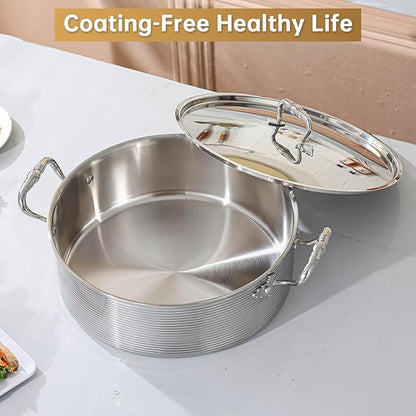 DELARLO Tri-Ply Stainless Steel 8QT Stock Pot, 13 inch Everyday Pan - Image 6