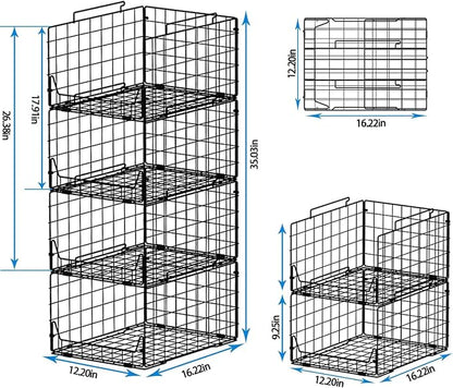 Jakyitvi Stackable Closet Organizers and Storage Bins 4 Pack, Sturdy Metal - Image 3