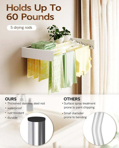 Foldable Wall Mounted Clothes Drying Rack - Image 3