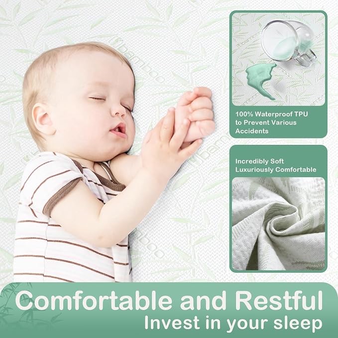 Twin XL Mattress Protector Waterproof Mattress Pad Washable Bamboo Rayon - Image 3