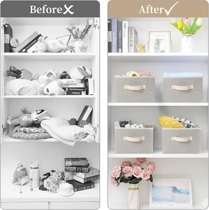 Storage Baskets, 11-Inch Woven Fabric Bins, Storage Cubes - Image 5
