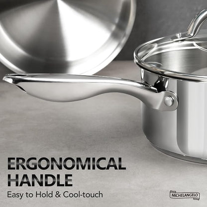 MICHELANGELO Saucepan Set 6pc, 18/10 Stainless Steel Sauce Pan - Image 4