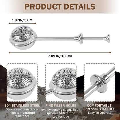 2pcs Stainless Steel Loose Tea Leaf Steeper&Sugar Shaker Duster Sifter 2 in 1 - Image 4