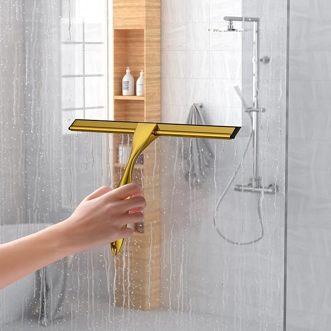 Shower Squeegee for Glass Door 12-Inch Stainless Steel Bathroom Squeegee Window - Image 2