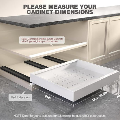 Seinloes 4 Pack Pull Out Cabinet Organizer 21" Deep, Full Extension 3 Slide - Image 3