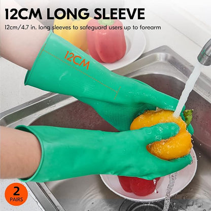 Vgo... 2-Pairs Reusable Household Gloves, Rubber Dishwashing gloves, Extra - Image 6