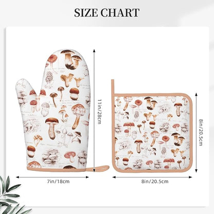 Mushroom Silicone Oven Mitts Pan Mats Set of 2, Heat Resistant Gloves Potholder - Image 4