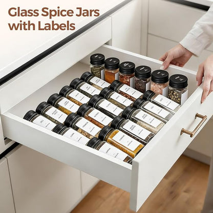 ComSaf Glass Spice Jars with Label, 93 Labels, a Metal Funnel, Extra Shaker Lids - Image 8