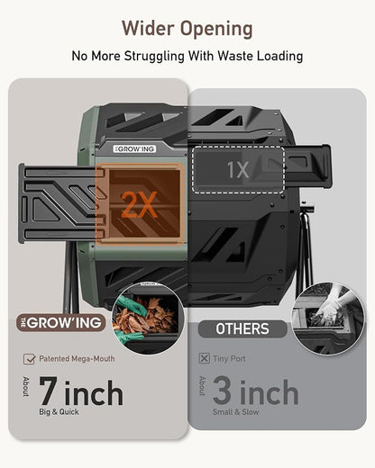 THEGROW'ING Updated 43 Gallon Compost Bin Outdoor, Fast Assemble Tumbling - Image 3